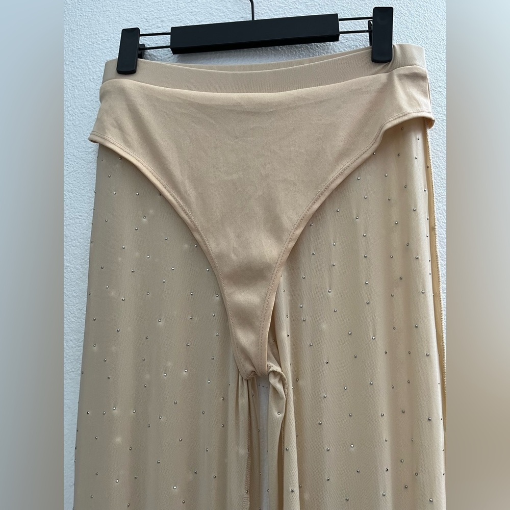 NUDE COLORED PEARL ENCRUSTED PANTS - Picture 7 of 10